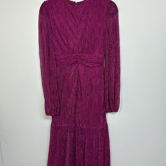 Vici Loretta Plisse Metallic Balloon Sleeve Maxi Dress Small - Picture 9 of 10